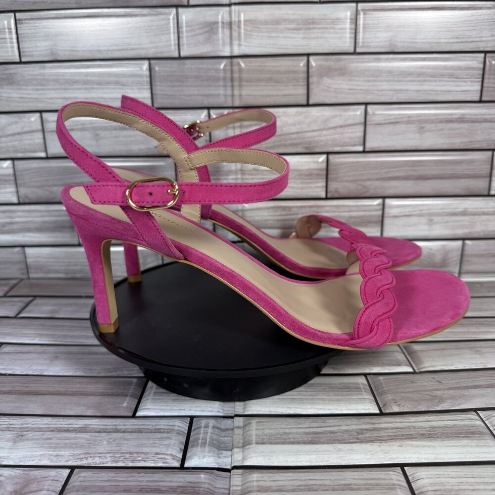 Stuart Weitzman Women's Hot Pink Dancer Twistie 100 Suede Sandal Size 11-NEW